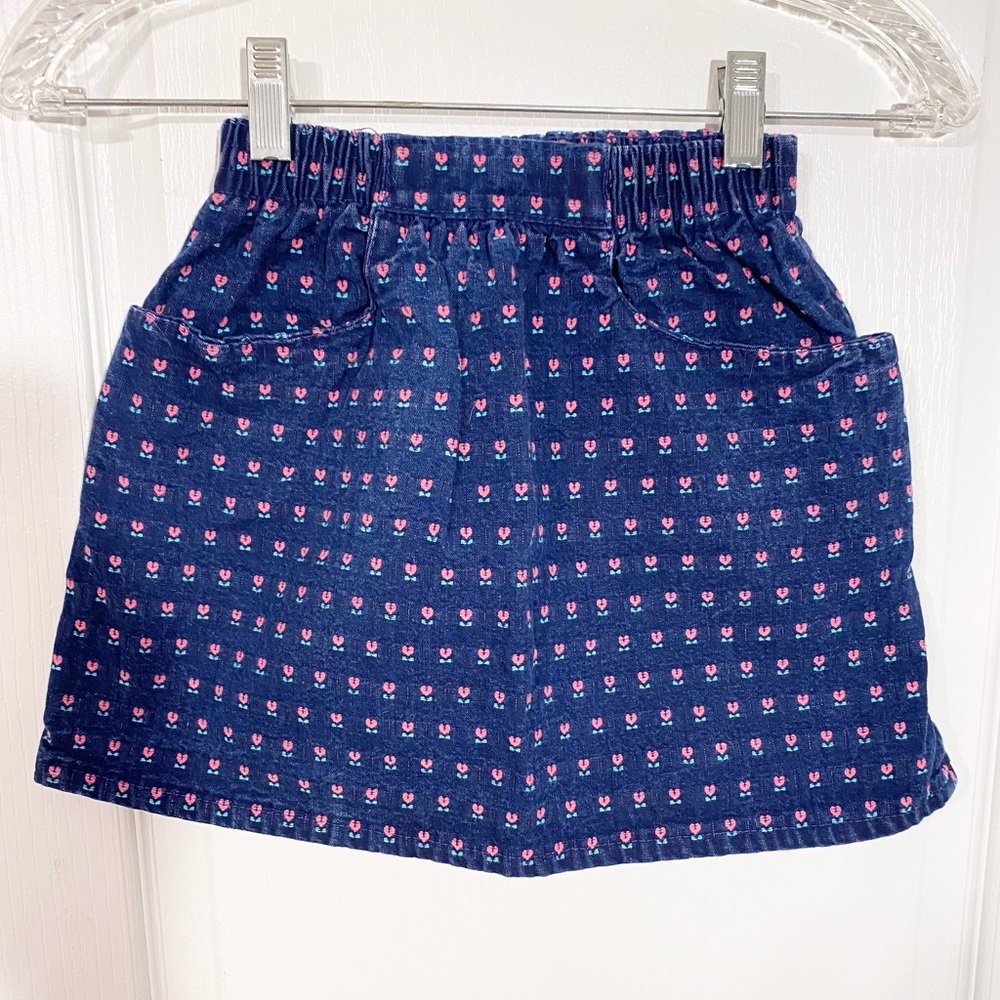 Y2K VTG OshKosh B'gosh Embroidered Pink & Green Denim Skirt USA MADE Girl’s 6